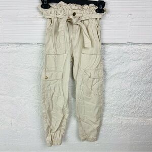 Chillipop cotton Cream Paperbag Waist Kids jogger Pants size 7/8